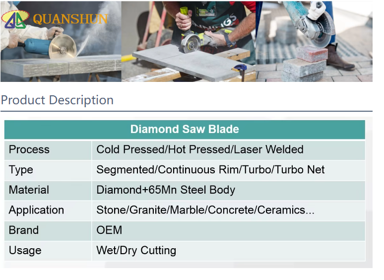 8-Inch Hot-Pressed Diamond Saw Blade with Hook Slot High Frequency Welded Low Noise Circular Saw Blade for Granite and Marble(图1)
